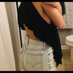 UO Black Open Black Tie Top